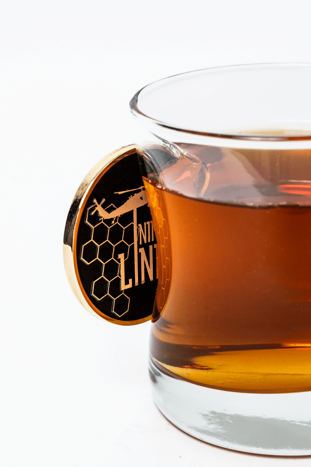 Pooh Bear Challenge Coin Whiskey Glass