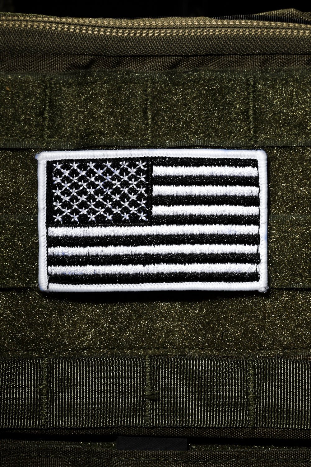 Small 3.5 X 1.9 BLACK and GRAY American Flag Iron on Patch 4952 G9 
