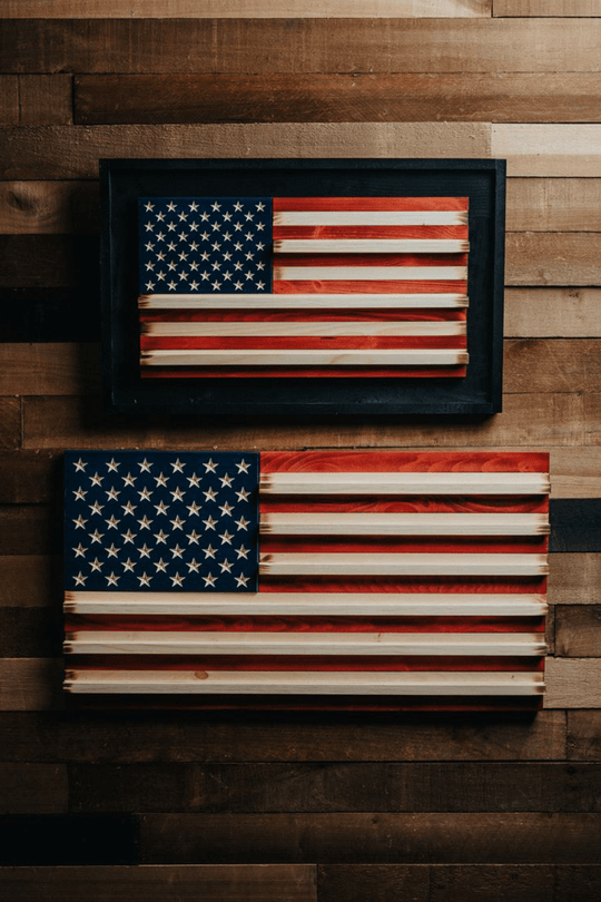 Flags of Valor - Challenge Coin Holder Flag Wood Wall Sign - Nine Line Apparel