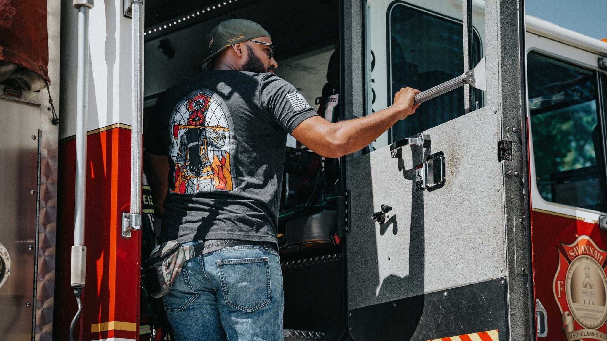 Stained Glass Firefighter - Nine Line Apparel