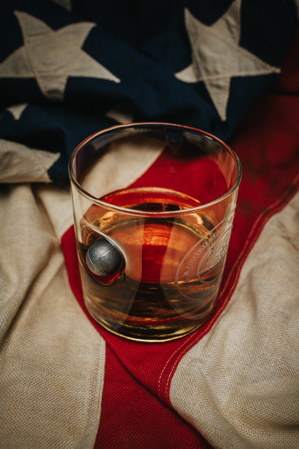 250th Anniversary American Made Musket Ball Whiskey Glass