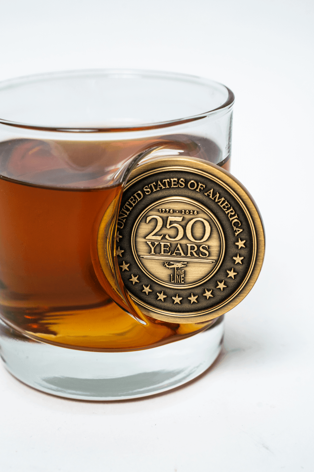 250th Challenge Coin Whiskey Glass