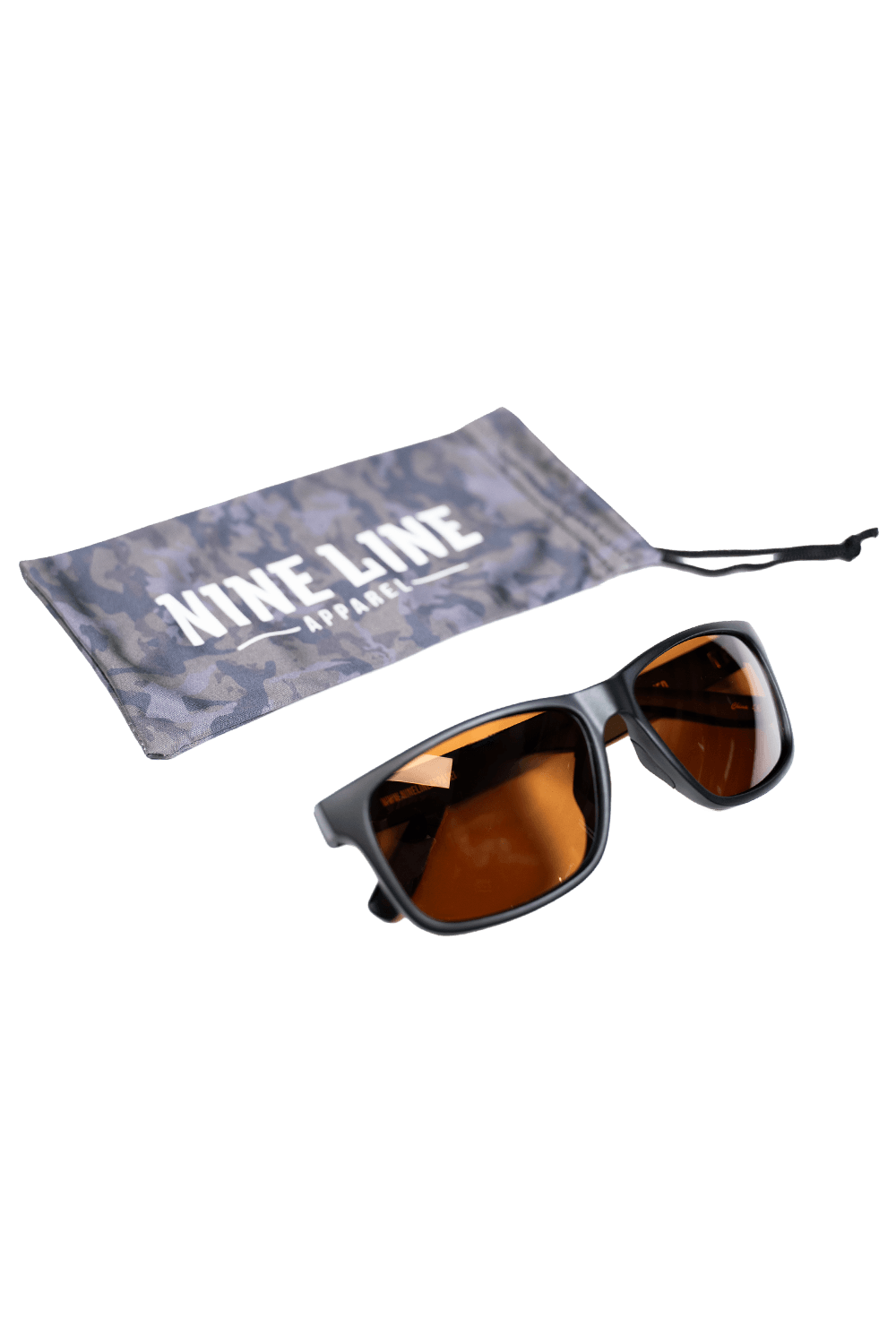 Nine Line Sunglasses Black Frame Brown Lens