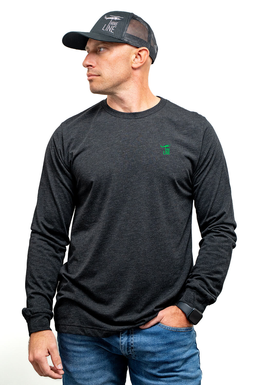 Silicone Dropline Logo - Long-Sleeve T-Shirt (Night Vision Edition)