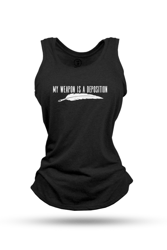 My Weapon is a Deposition - Women's Racerback Tank