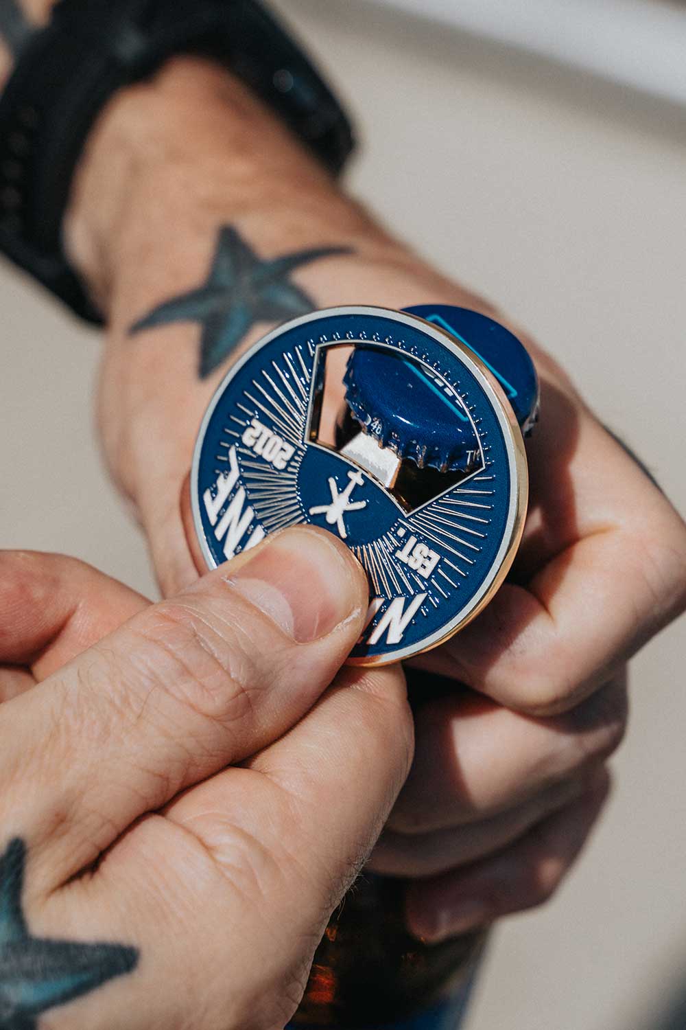 Bottle Opener Flag Challenge Coin