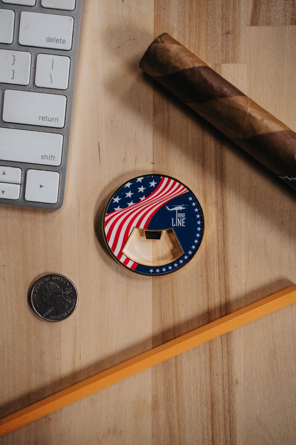 Bottle Opener Flag Challenge Coin
