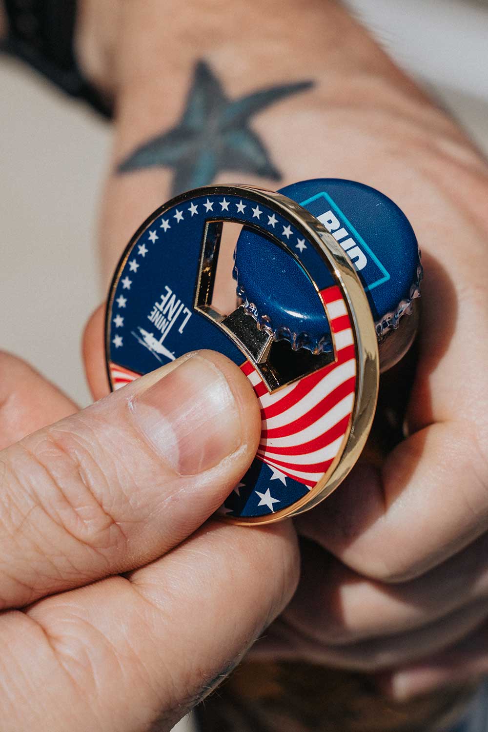 Bottle Opener Flag Challenge Coin