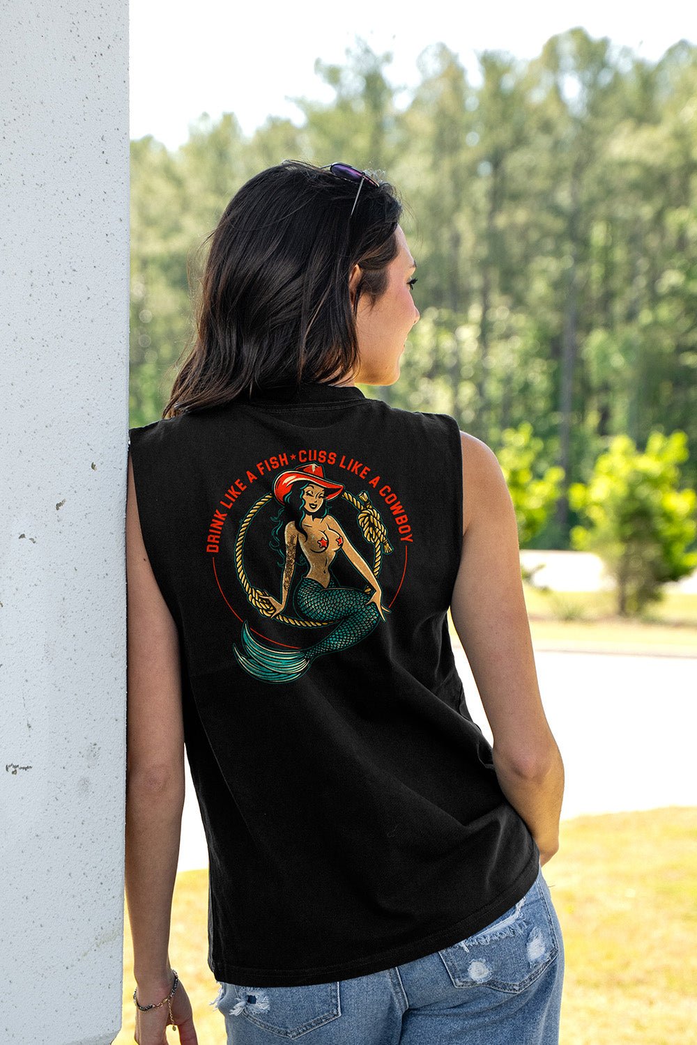 Cowgirl Mermaid - Women's Boyfriend Tank Top