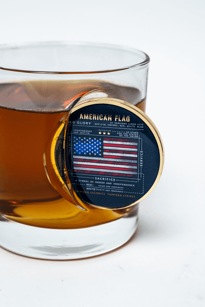 Flag Schematic Challenge Coin Whiskey Glass