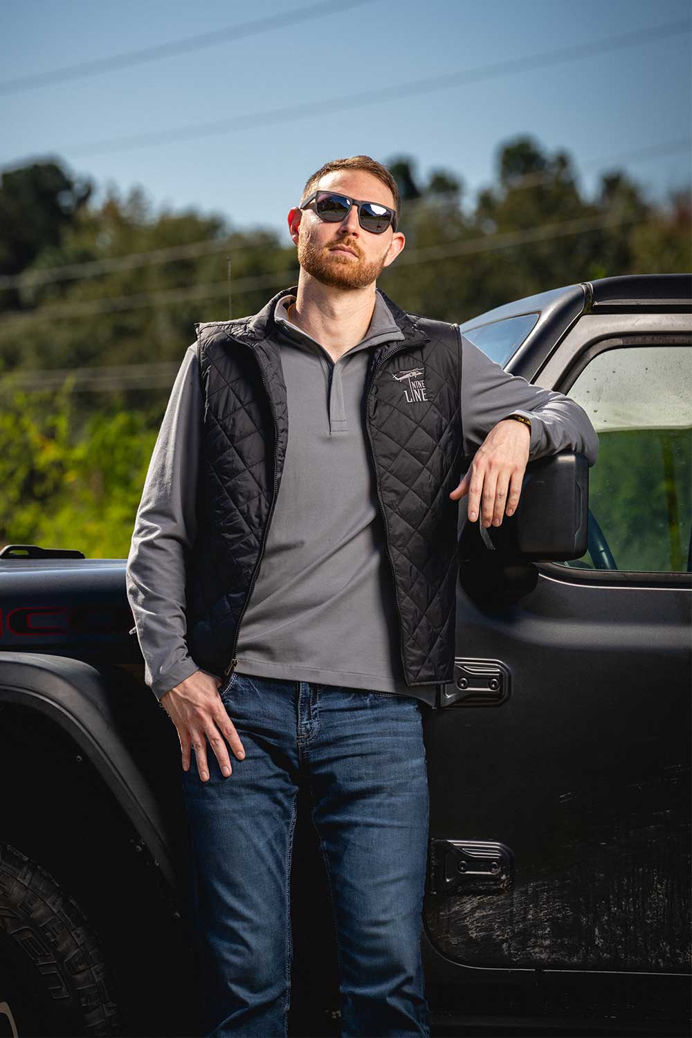 Men's Diamond Quilted Vest with Dropline Logo – Nine Line Apparel