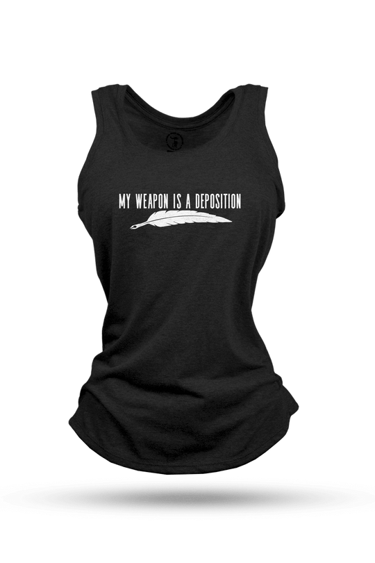 My Weapon is a Deposition - Women's Racerback Tank