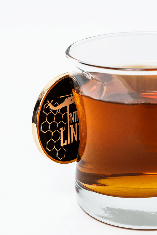 Pooh Bear Challenge Coin Whiskey Glass