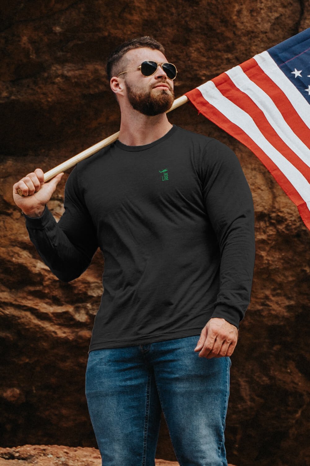 Silicone Dropline Logo - Long - Sleeve T-Shirt (Night Vision Edition)