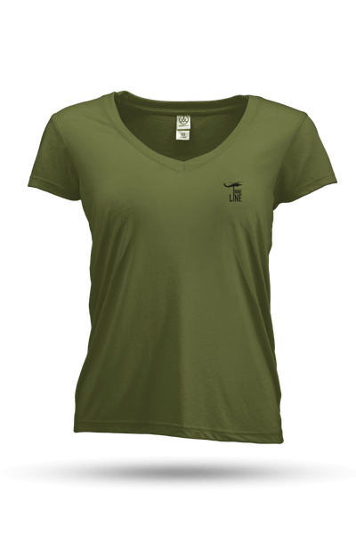 ラインロゴVネックTシャツ small-dropline-logo-womens-