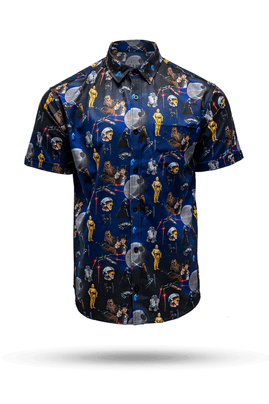 Space Icons - Short Sleeve Button Down Shirt