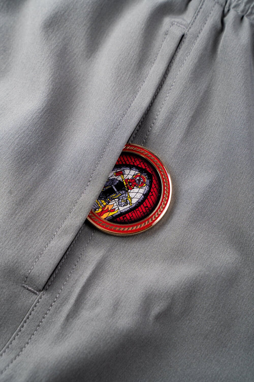 Stained Glass Firefighter - Challenge Coin