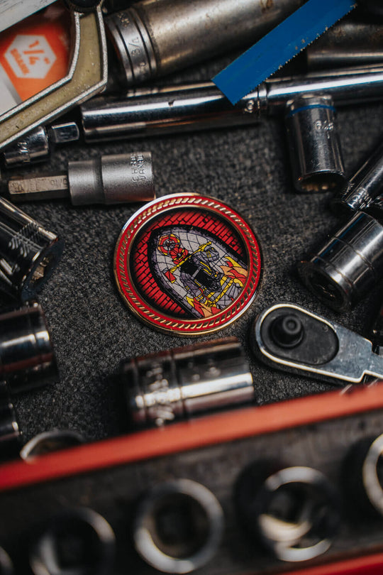 Stained Glass Firefighter - Challenge Coin