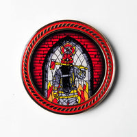 Stained Glass Firefighter - Challenge Coin