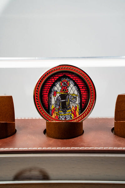 Stained Glass Firefighter - Challenge Coin