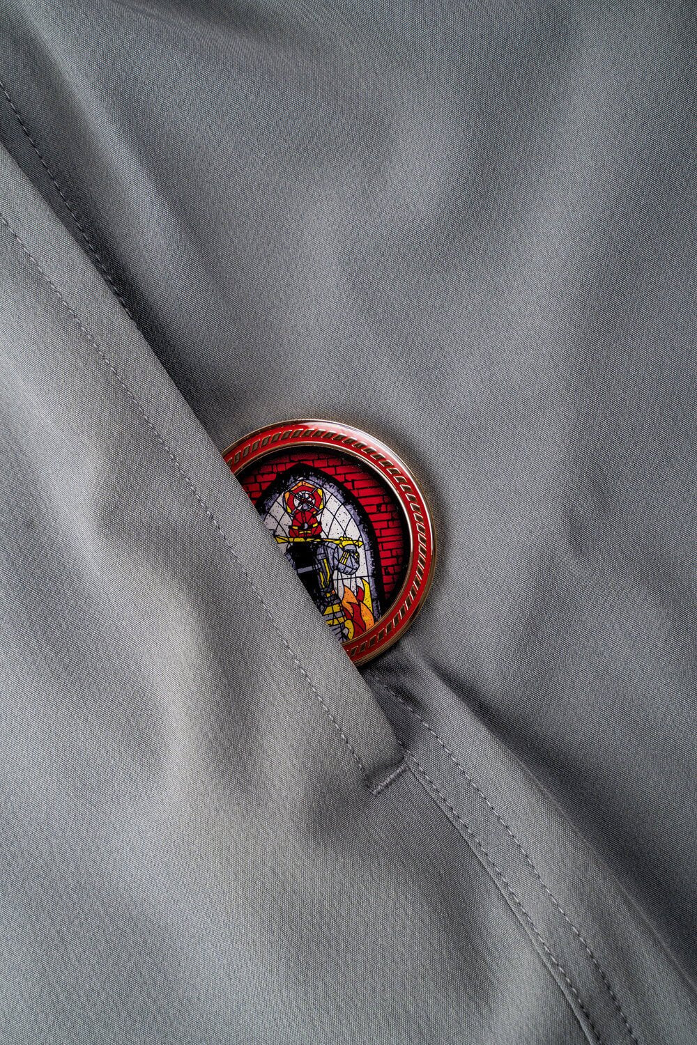 Stained Glass Firefighter - Challenge Coin