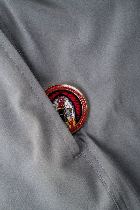 Stained Glass Firefighter - Challenge Coin