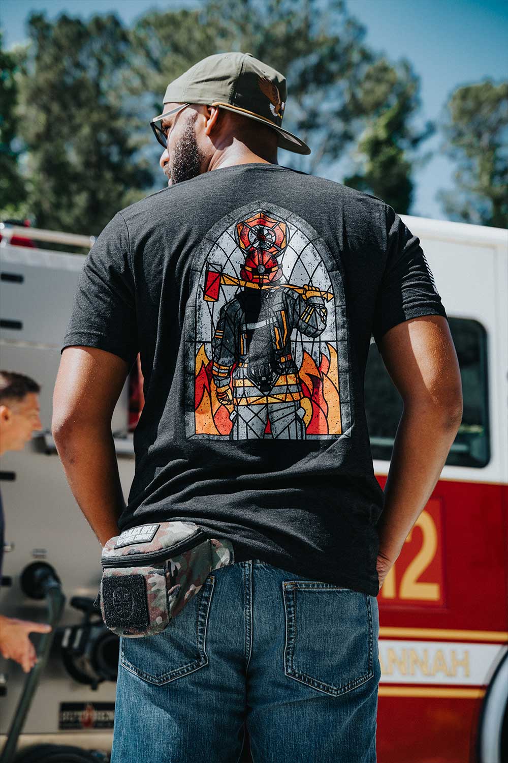 Stained Glass Firefighter - T-Shirt
