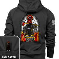 Stained Glass Firefighter - Raglan Tailgater Hoodie