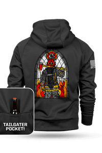 Stained Glass Firefighter - Raglan Tailgater Hoodie