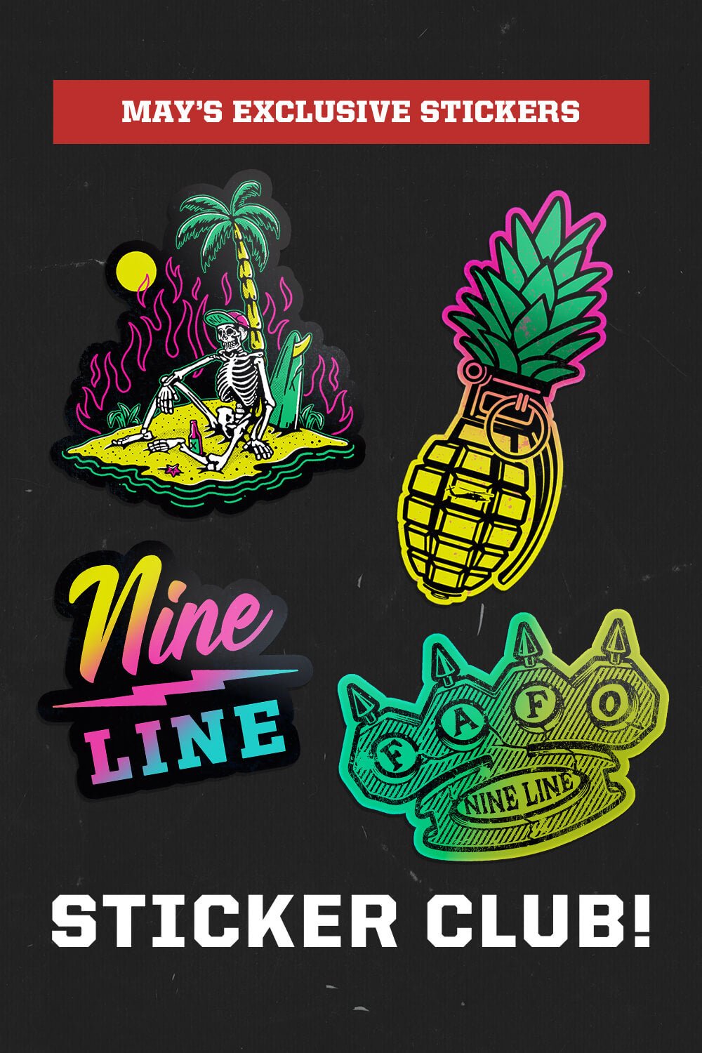 Club Fr Sticker Sticker Club - Monthly Sticker Pack – Nine Line Apparel