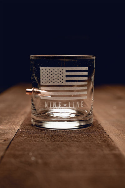American Made .308 Whiskey Glass - 51 Stars - Nine Line Apparel