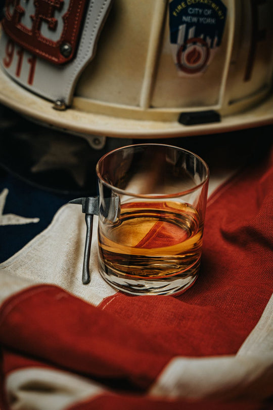 American Made Whiskey Glass With Embedded Fire Axe - Nine Line Apparel