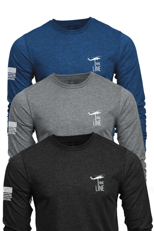 Athletic Long-Sleeve T-Shirt 3-Pack - Core Cool Colors - Nine Line Apparel