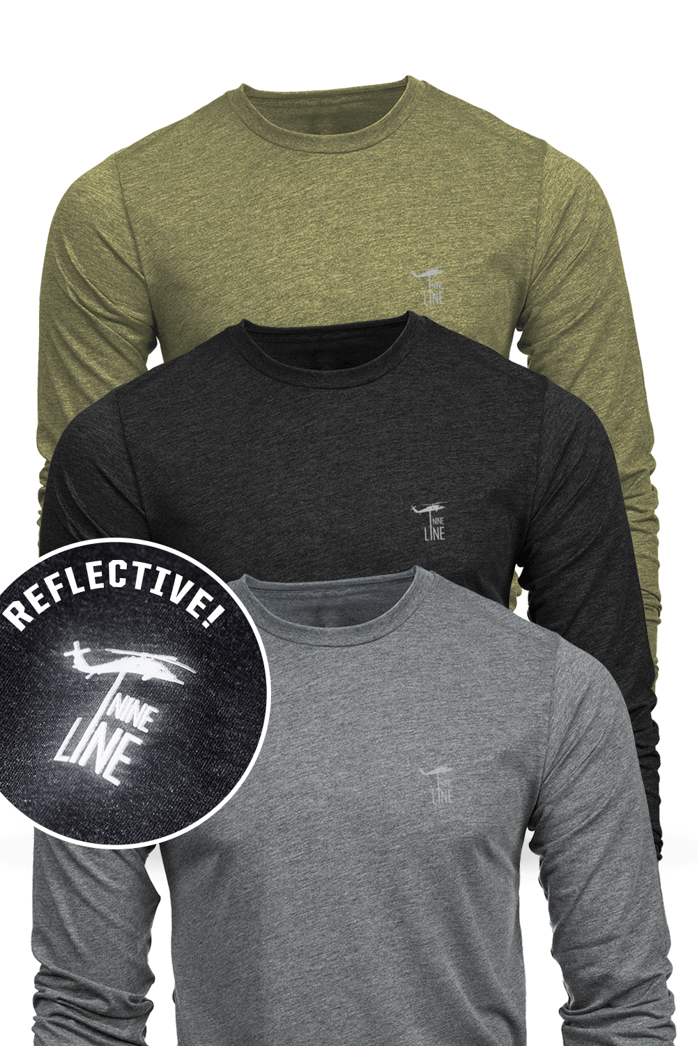 Athletic Long-Sleeve T-Shirt 3-Pack - Reflective - Core - Nine Line Apparel