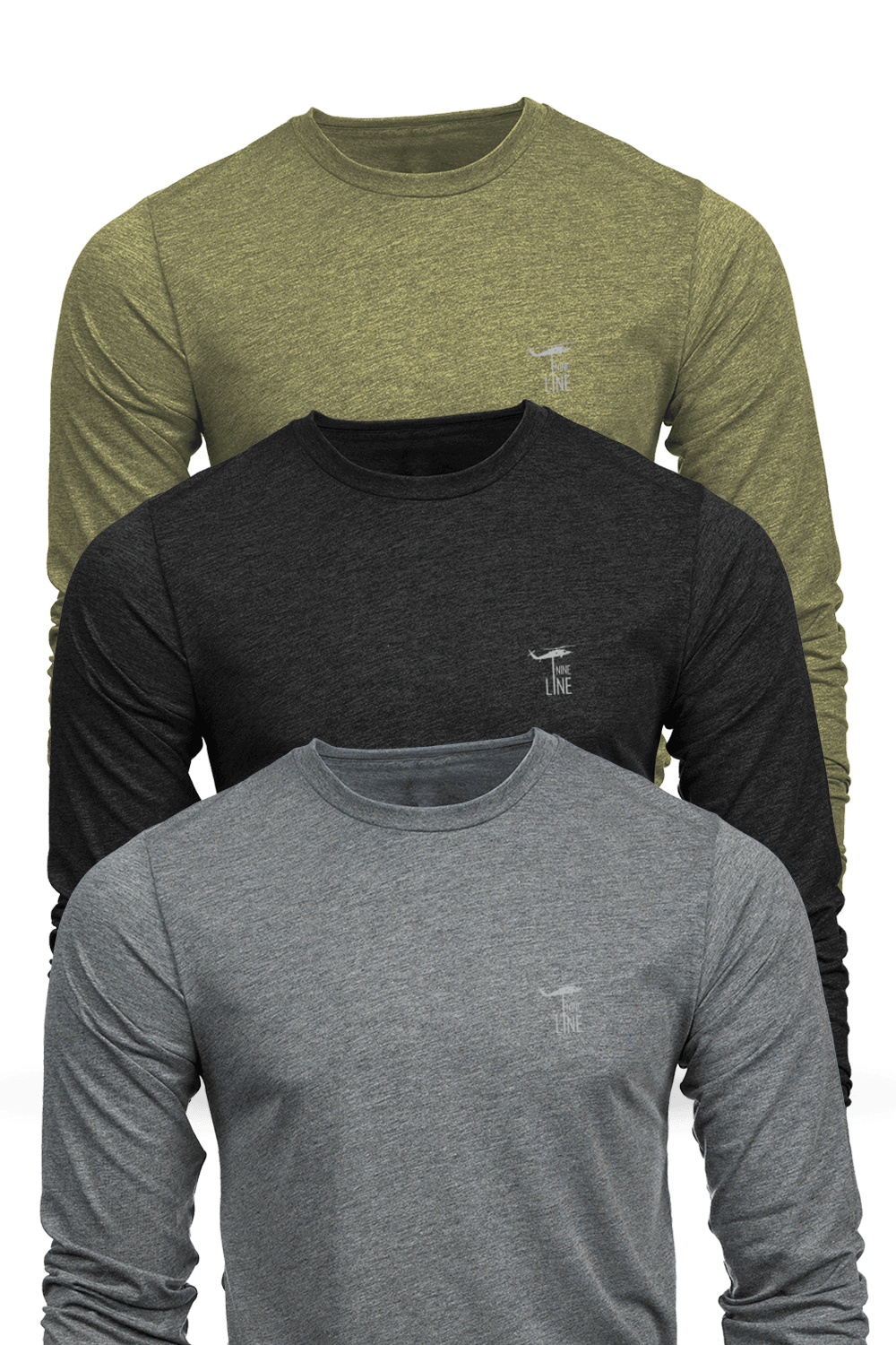 Athletic Long-Sleeve T-Shirt [Reflective Ink] - 3 Pack - Nine Line Apparel
