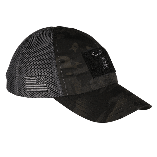 Dark American Made Mesh Back Hat with Drop Line - Nine Line Apparel