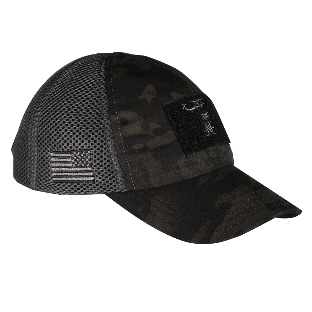 Dark American Made Mesh Back Hat with Drop Line - Nine Line Apparel