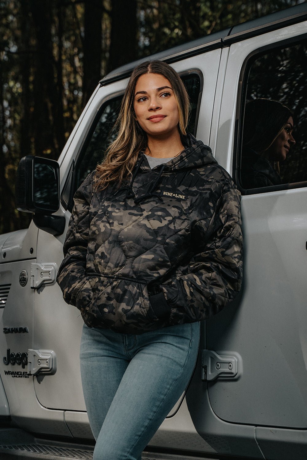 Dark Camo Woobie Pullover with Nine Star Line Patch - Nine Line Apparel