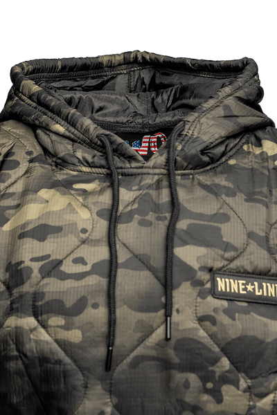 Dark Camo Woobie Pullover with Nine Star Line Patch - Nine Line Apparel