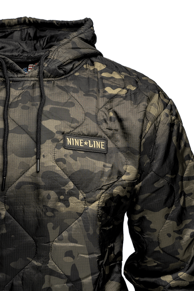 Dark Camo Woobie Pullover with Nine Star Line Patch - Nine Line Apparel