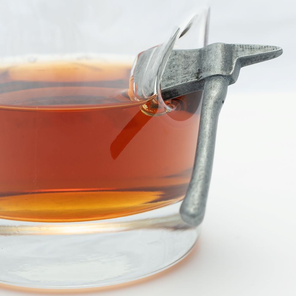 Engraved Whiskey Glass With Embedded Fire Axe