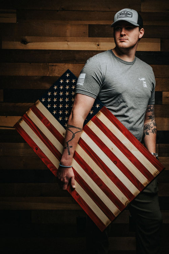 Flags Of Valor - American Flag Wood Wall Sign - Nine Line Apparel