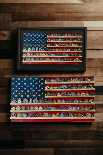 Flags of Valor - Challenge Coin Holder Flag Wood Wall Sign