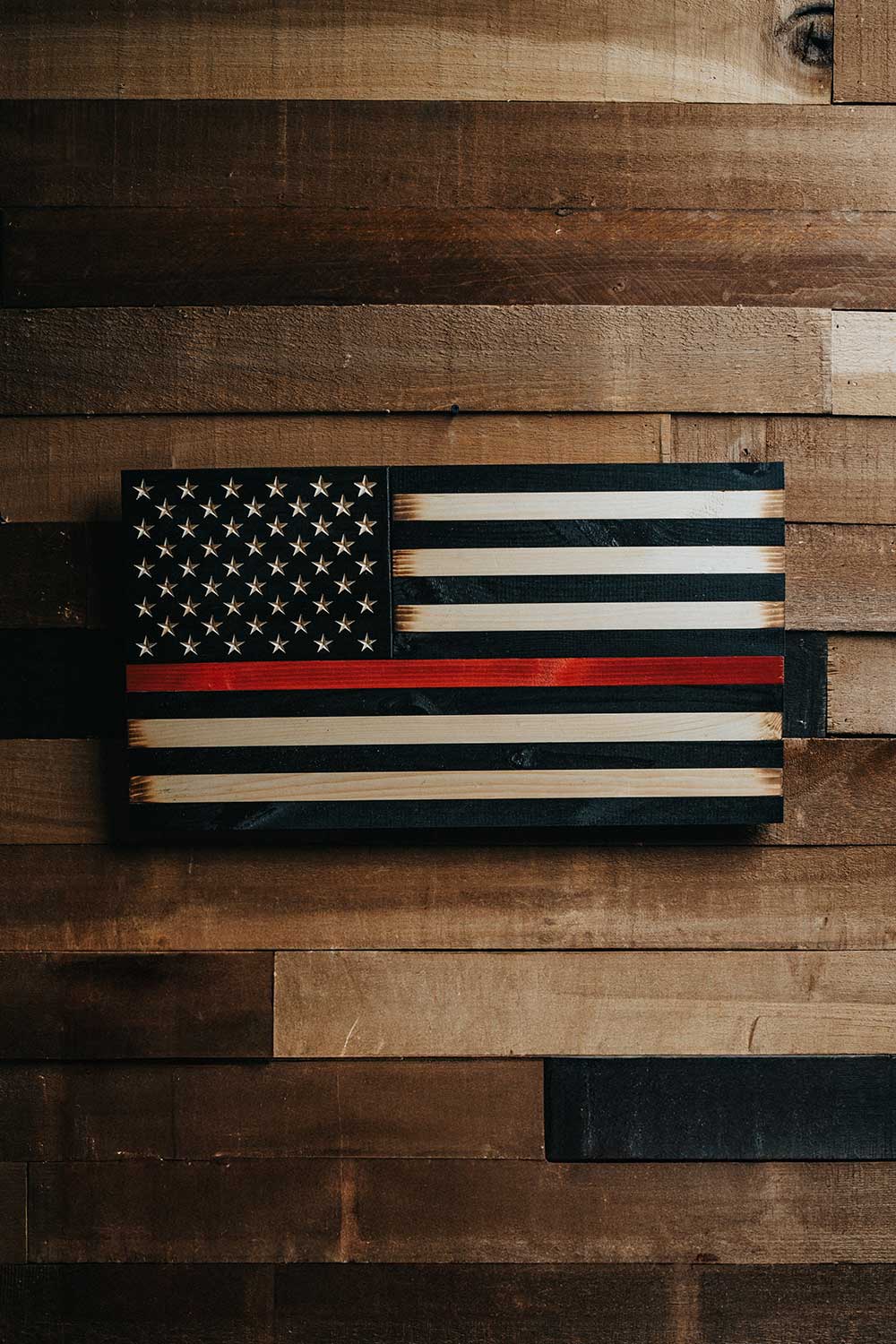 Flags of Valor - Thin Red Line American Flag Wood Wall Sign - Nine Line Apparel
