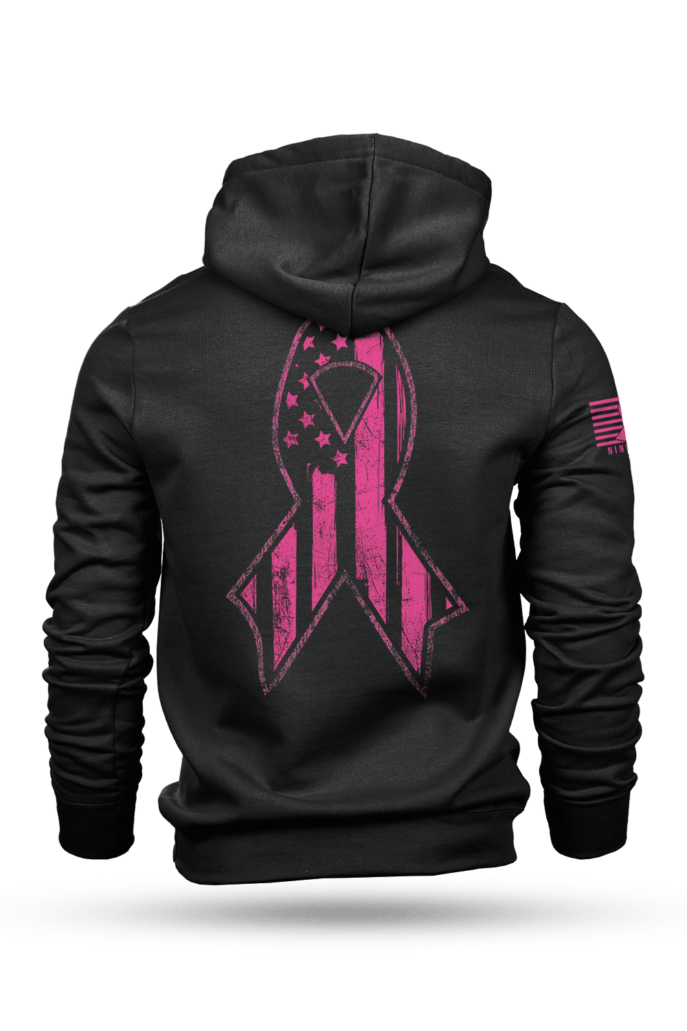 Hoodie - Breast Cancer Ribbon Flag - Nine Line Apparel