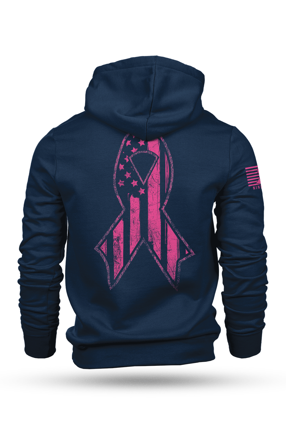 Hoodie - Breast Cancer Ribbon Flag - Nine Line Apparel