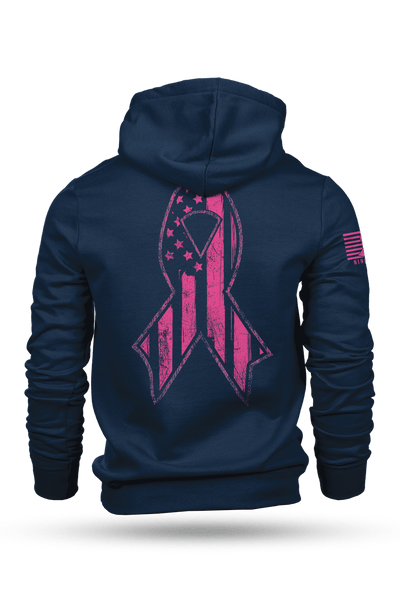 Hoodie - Breast Cancer Ribbon Flag - Nine Line Apparel