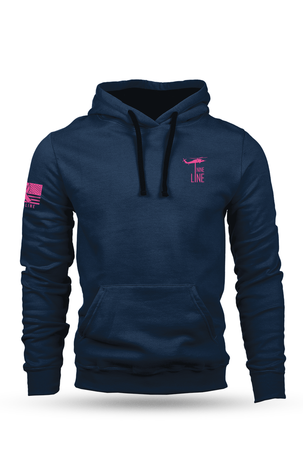 Hoodie - Breast Cancer Ribbon Flag - Nine Line Apparel
