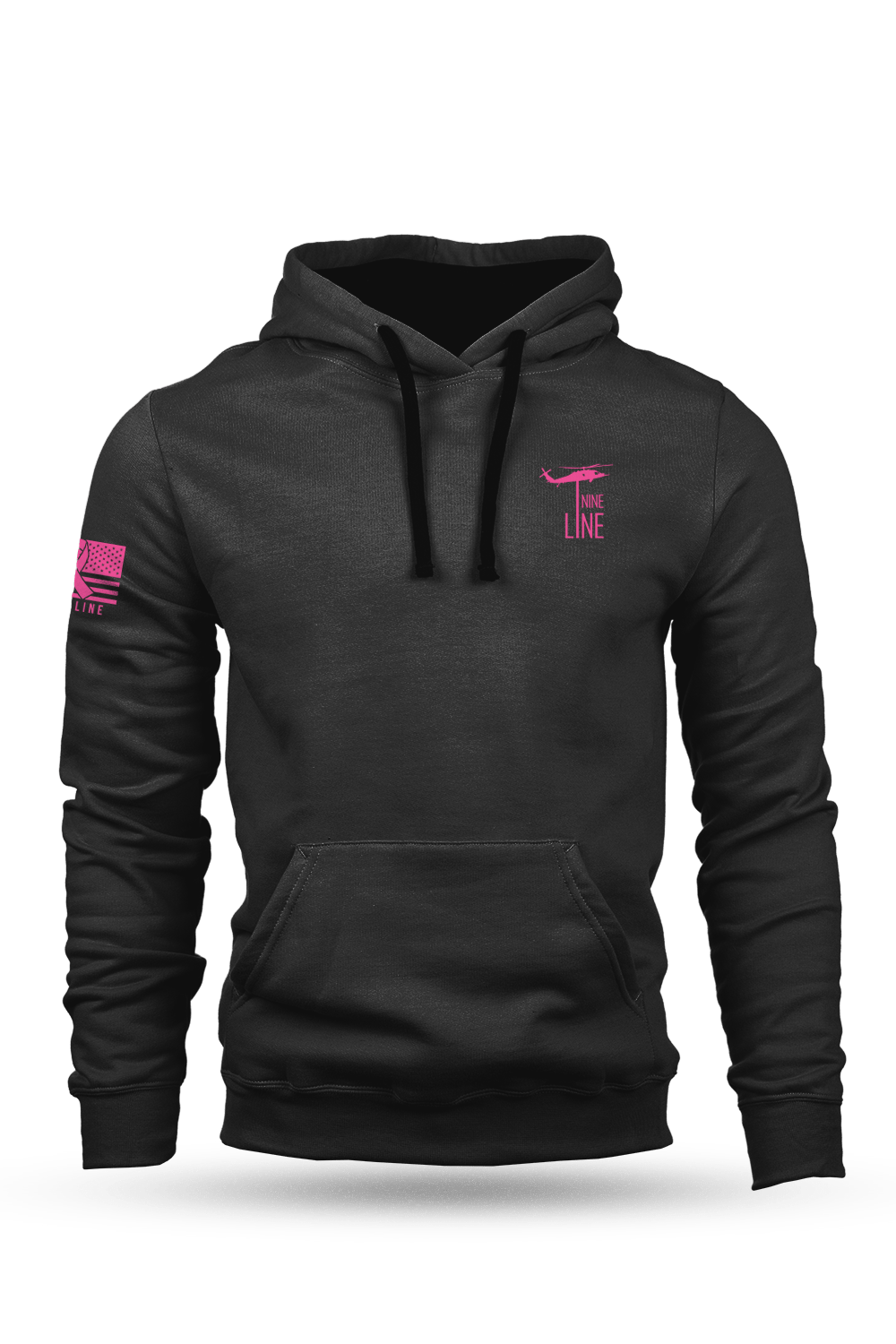 Hoodie - Breast Cancer Ribbon Flag - Nine Line Apparel