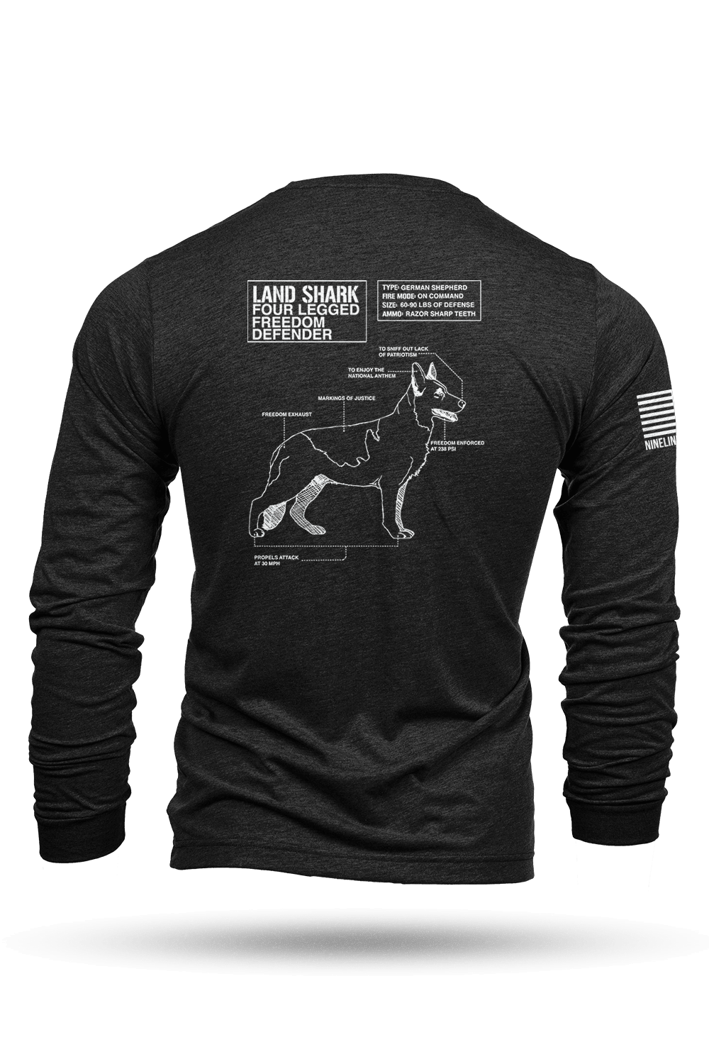 Land Shark Long Sleeve T Shirt German Shepherd Schematic Nine